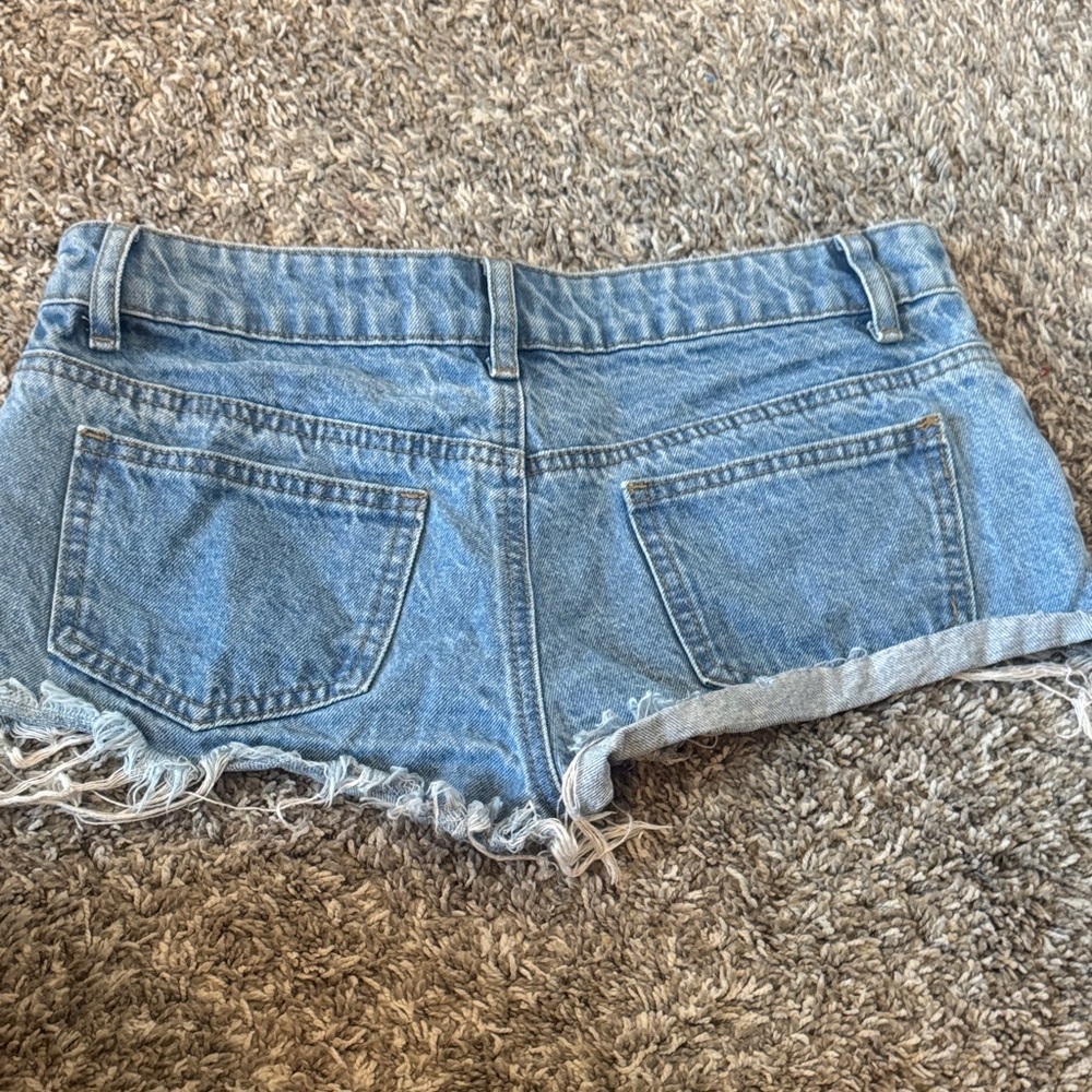 Edikted Blue Distressed Jean Shorts - Picture 2 of 2
